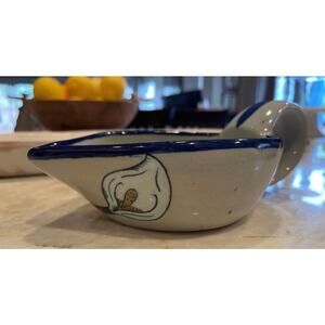 Mexican pottery spouted gravy or salsa bowl with Calla Lily